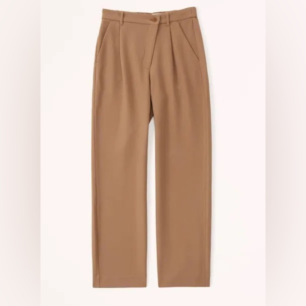 Abercrombie & Fitch Tailored Relaxed Straight Pant Highwaist Camel Sz32/…